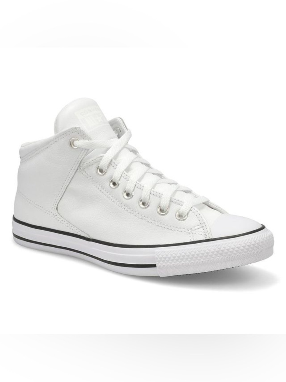 Converse Chuck Taylor All-Star White Leather Mid Top Shoes Men 10